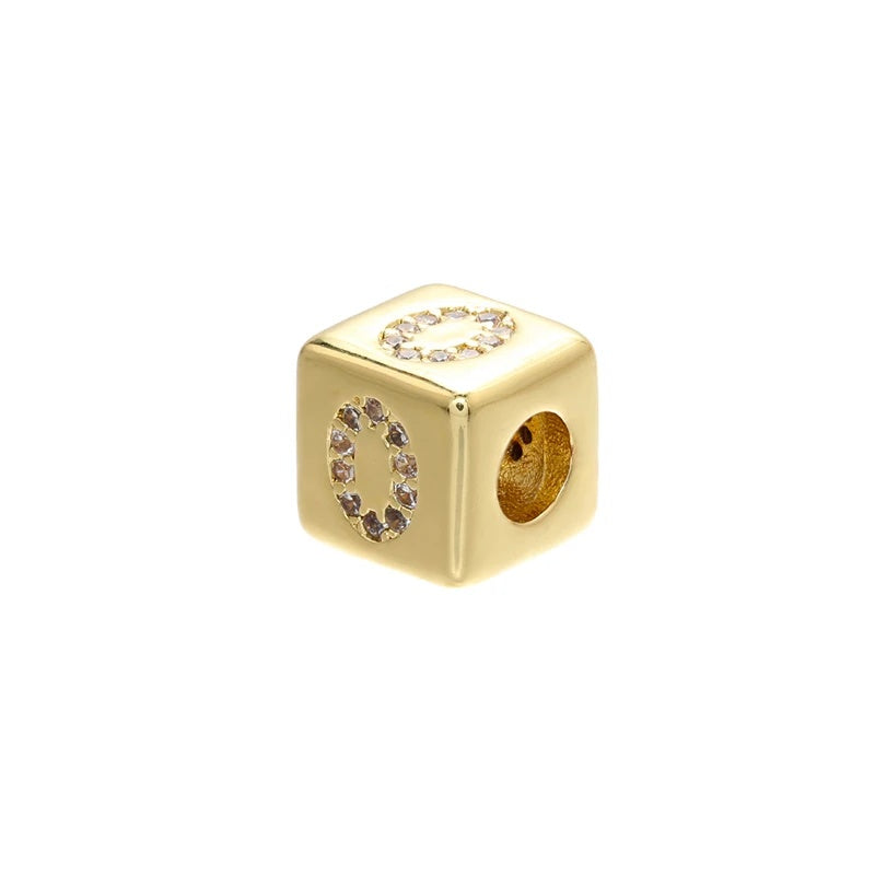 1PCS Gold Color 8x8mm Square A-Z Letter Beads