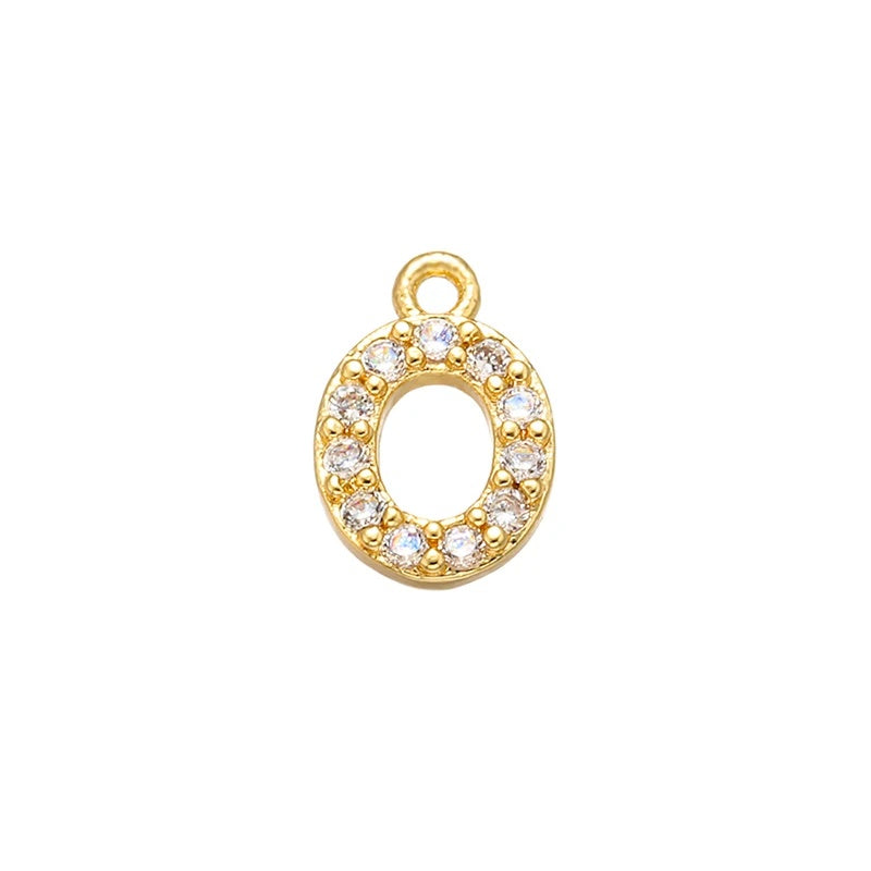 1PCS  Brass Cubic Zirconia 26 Letter Charms Pendants
