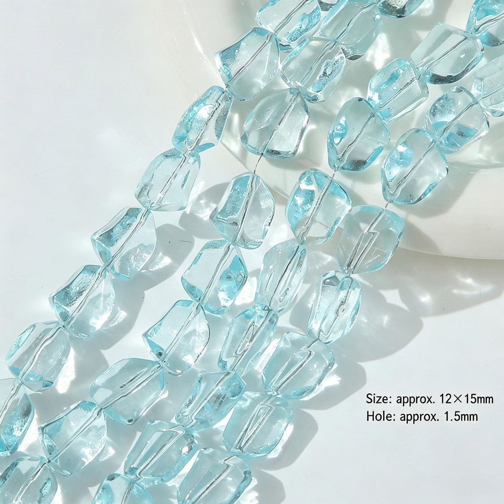 50pcs Clear Translucent Glass Irregular Beads