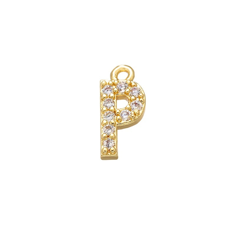 1PCS  Brass Cubic Zirconia 26 Letter Charms Pendants