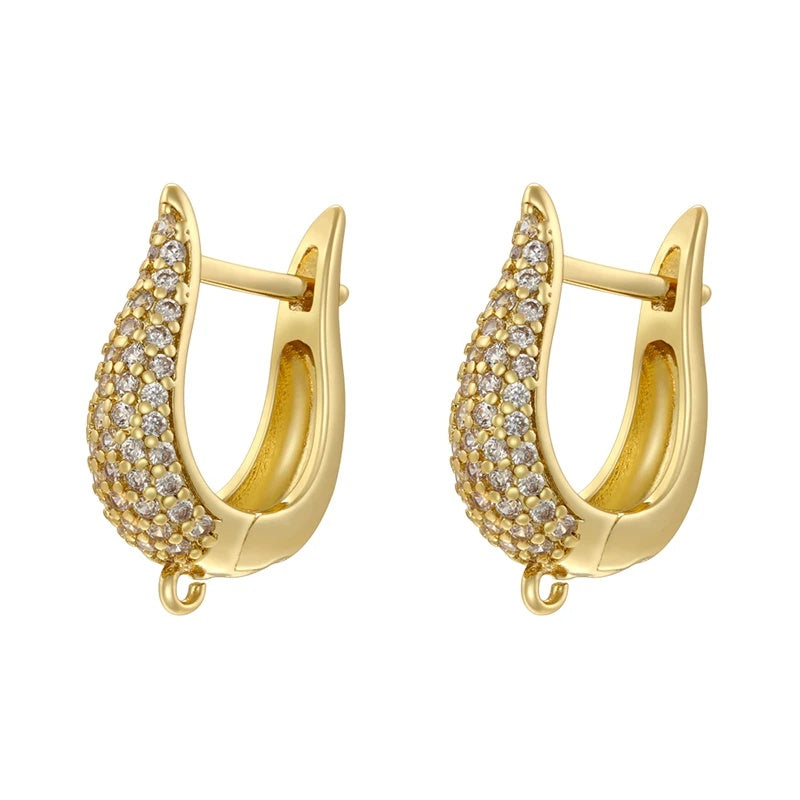 18K Golden Plated Earwire Clasp Earring Hook Accessory 1 Pair