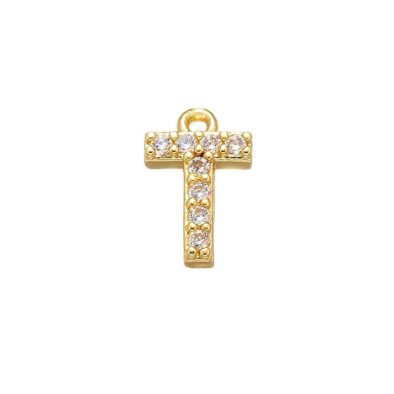 1PCS  Brass Cubic Zirconia 26 Letter Charms Pendants