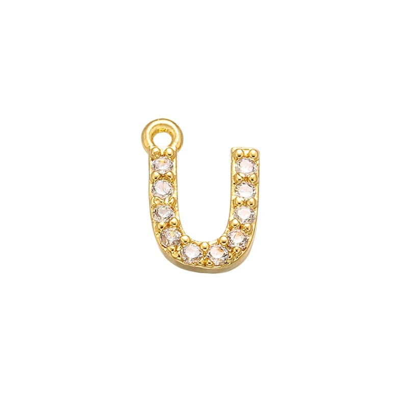 1PCS  Brass Cubic Zirconia 26 Letter Charms Pendants