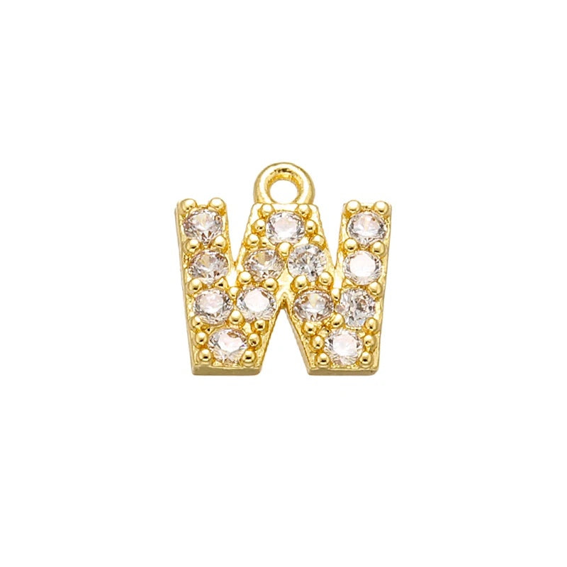 1PCS  Brass Cubic Zirconia 26 Letter Charms Pendants