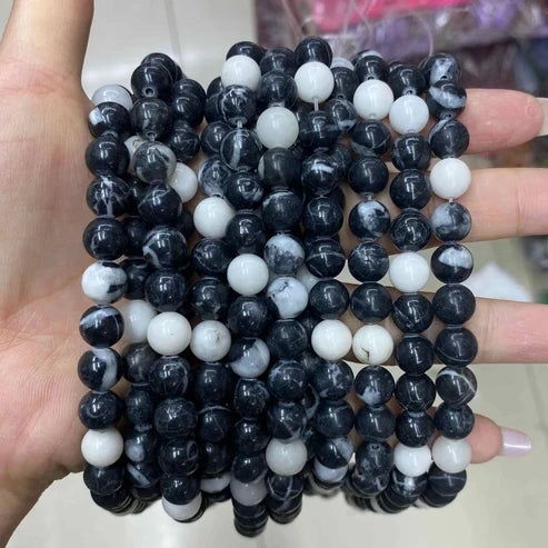White Zebra Jasper Round Smooth Beads 4mm 6mm 8mm 10mm