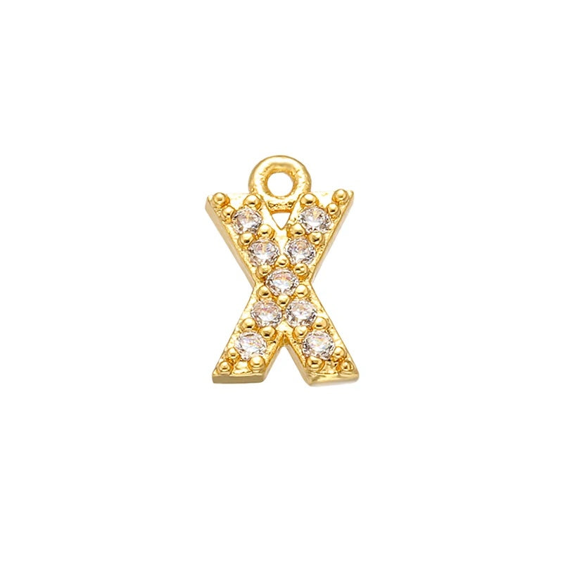 1PCS  Brass Cubic Zirconia 26 Letter Charms Pendants