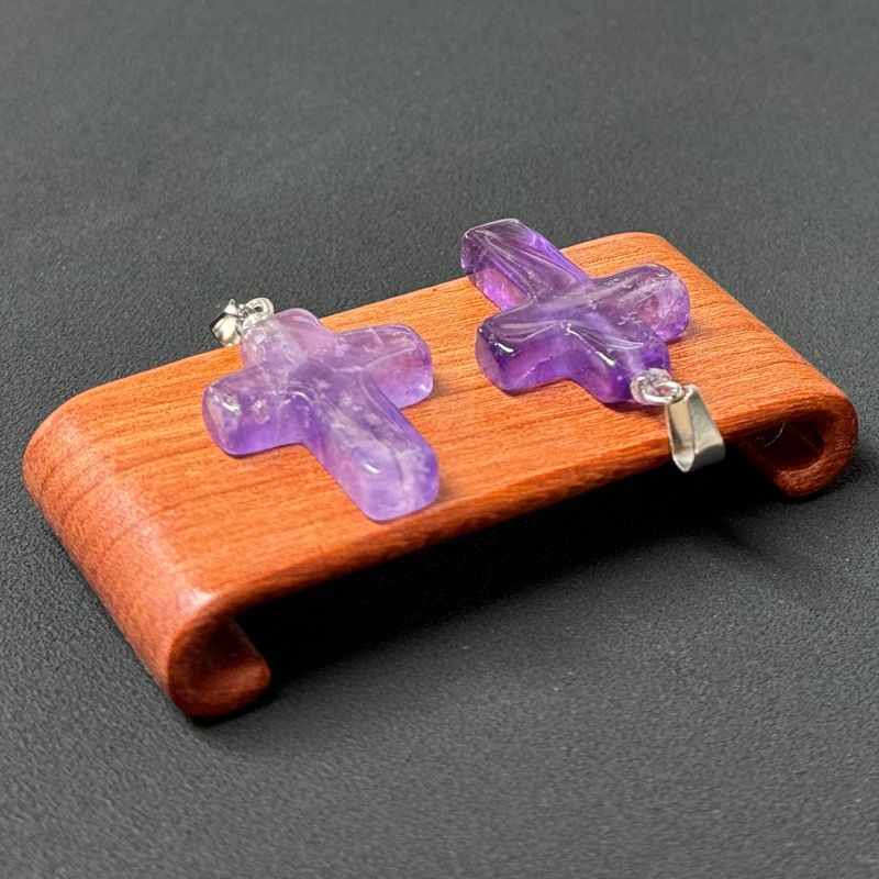 Healing Crystal Flat Cross Shape Pendant Necklace 1PC