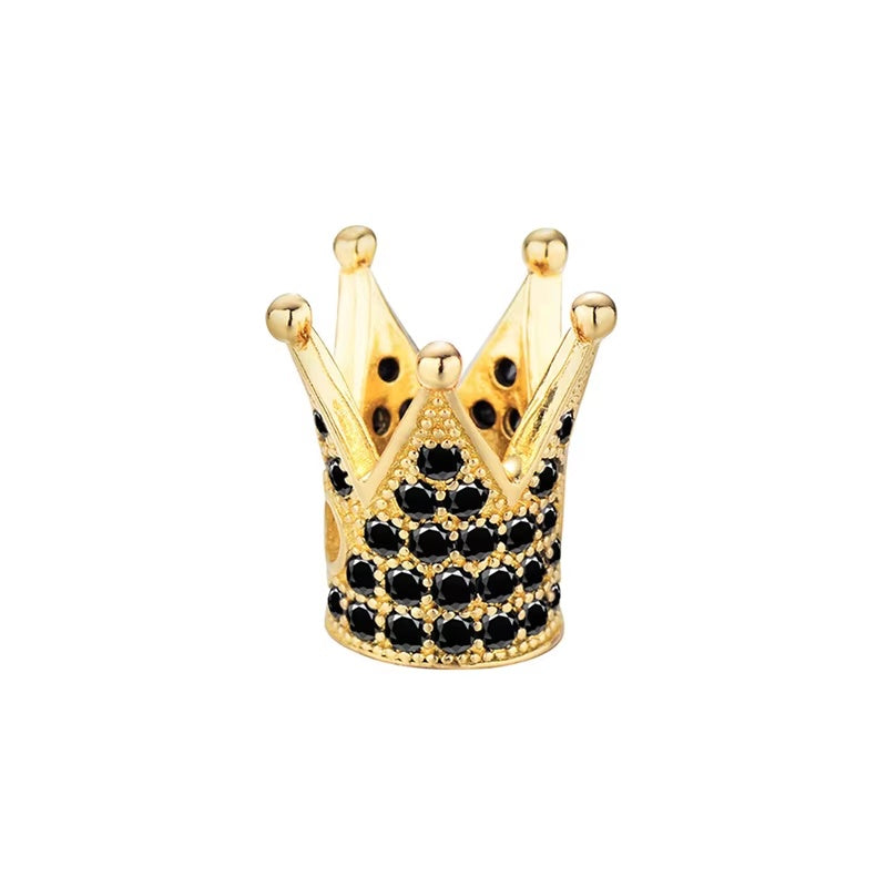 1PCS Brass Cubic Zirconia Crown Bead