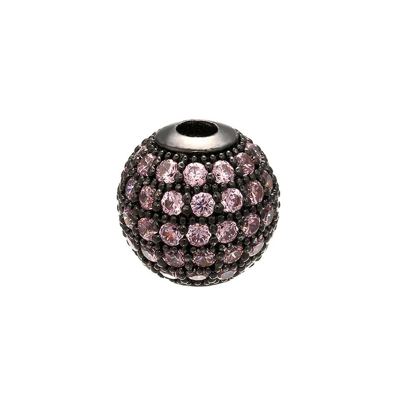 High Quality Brass Cubic Zirconia Round Spacer Beads 6mm/8mm/10mm