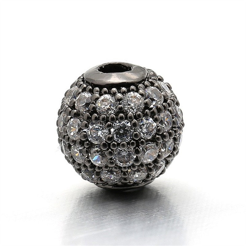 High Quality Brass Cubic Zirconia Round Spacer Beads 6mm/8mm/10mm