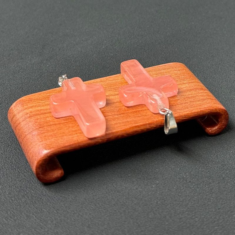 Healing Crystal Flat Cross Shape Pendant Necklace 1PC