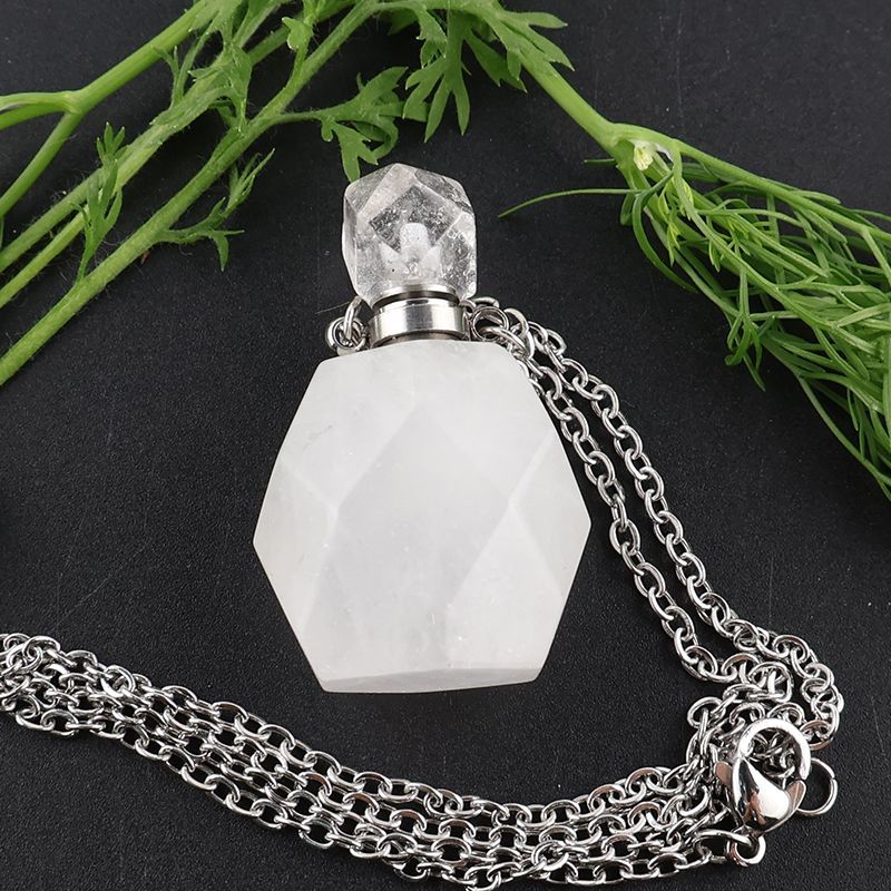 Healing Crystal Freefrom Shape Perfume Pendant Necklace