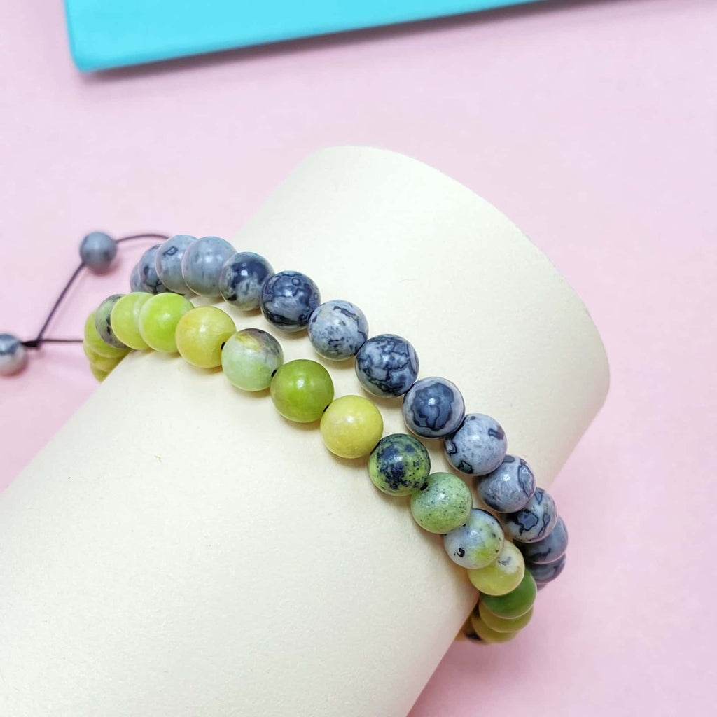 Green Australian Jade with Map Stone to Improve Body and Health Crystal  Bracelet