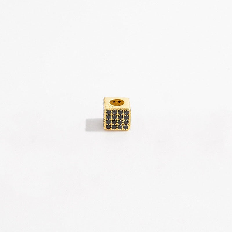 1Pcs Brass Cubic Zirconia Square Spacer Beads