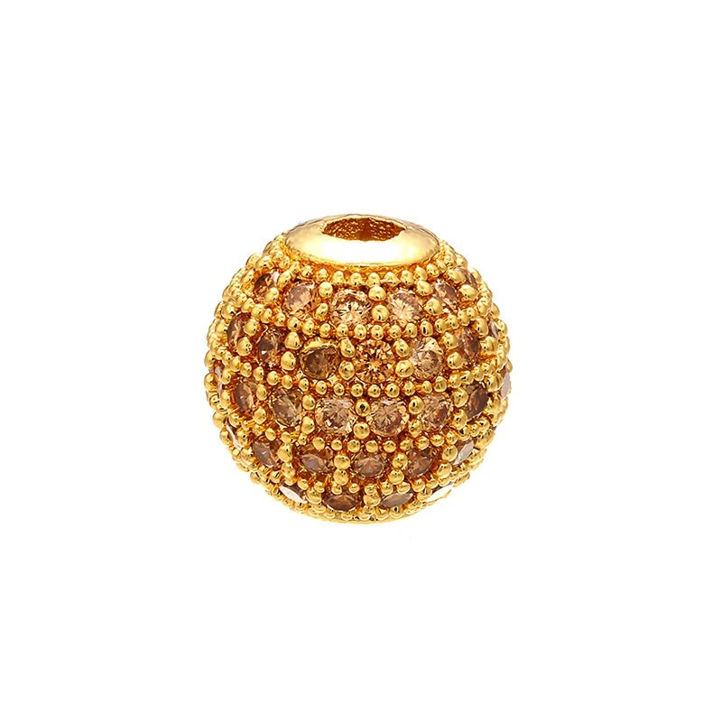 High Quality Brass Cubic Zirconia Round Spacer Beads 6mm/8mm/10mm