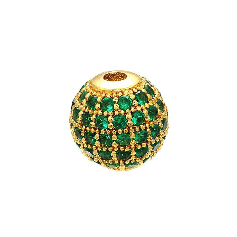 High Quality Brass Cubic Zirconia Round Spacer Beads 6mm/8mm/10mm
