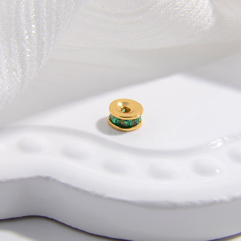 1PCS Brass Zircon Wheel Spacer Beads