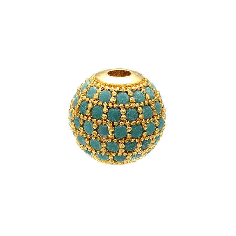 High Quality Brass Cubic Zirconia Round Spacer Beads 6mm/8mm/10mm