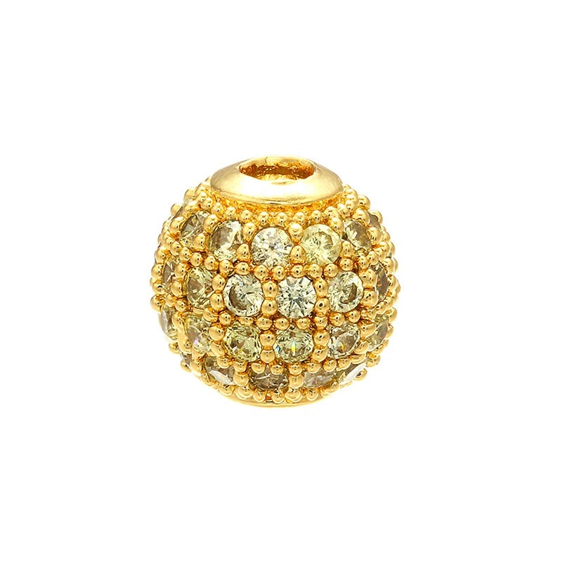 High Quality Brass Cubic Zirconia Round Spacer Beads 6mm/8mm/10mm