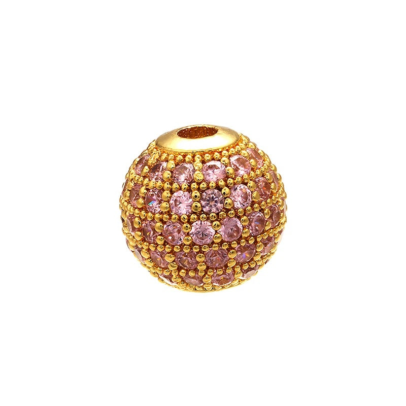 High Quality Brass Cubic Zirconia Round Spacer Beads 6mm/8mm/10mm
