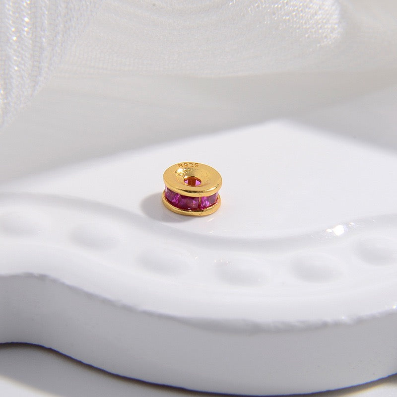 1PCS Brass Zircon Wheel Spacer Beads
