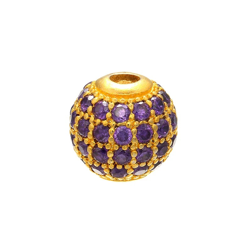 High Quality Brass Cubic Zirconia Round Spacer Beads 6mm/8mm/10mm