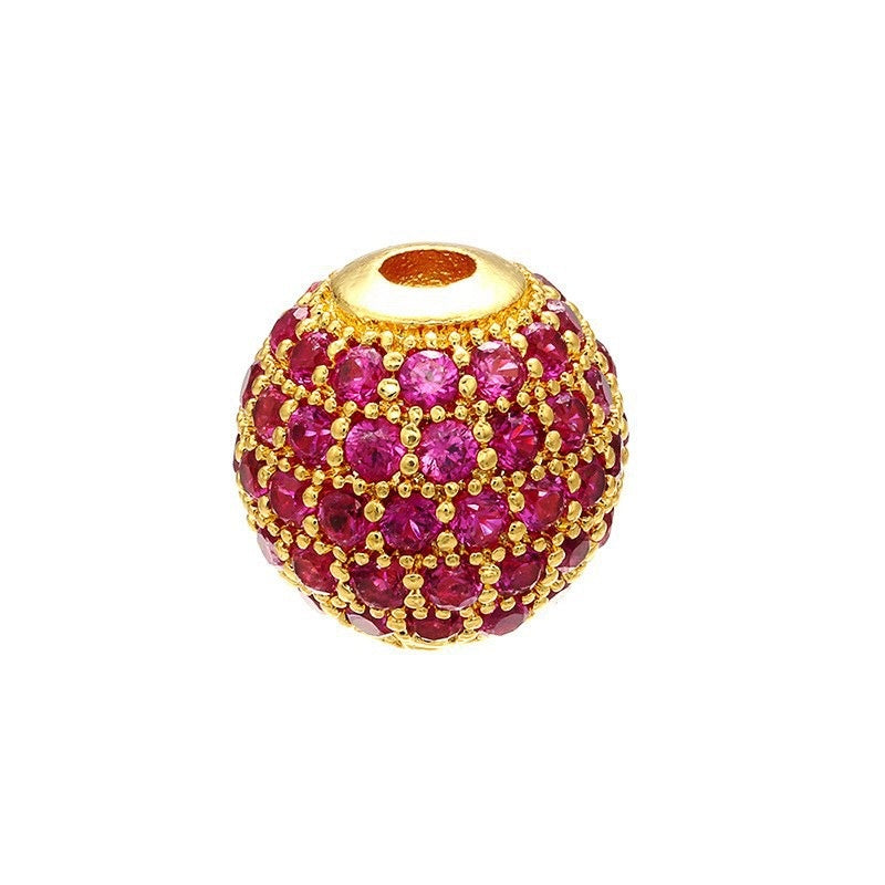 High Quality Brass Cubic Zirconia Round Spacer Beads 6mm/8mm/10mm
