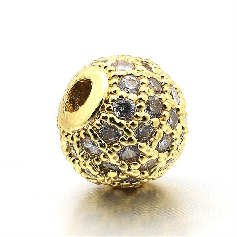 High Quality Brass Cubic Zirconia Round Spacer Beads 6mm/8mm/10mm