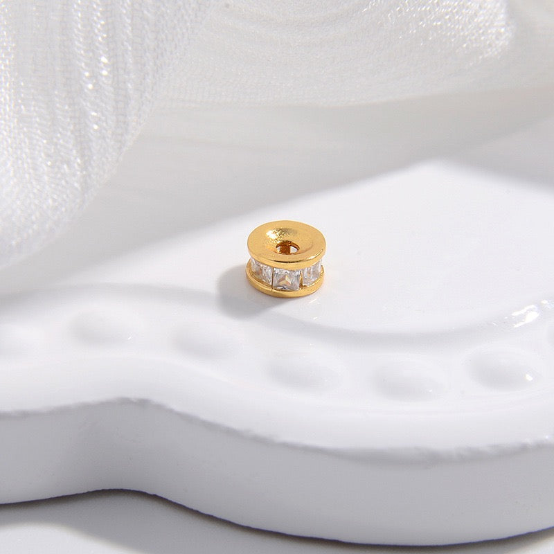 1PCS Brass Zircon Wheel Spacer Beads