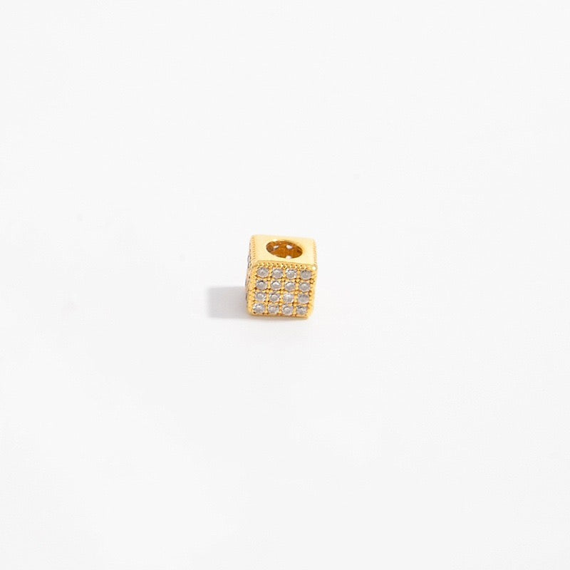 1Pcs Brass Cubic Zirconia Square Spacer Beads