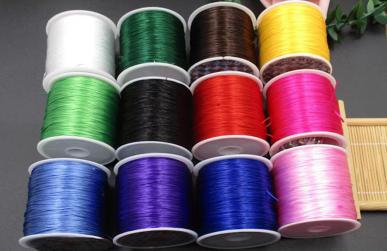 $0.99/Pcs 50M/Roll 0.8mm High Quality Japan Import Elastic Cord Crystal String for Beading Premium Stretch Polyester Thread , for DIY Jewelry Making