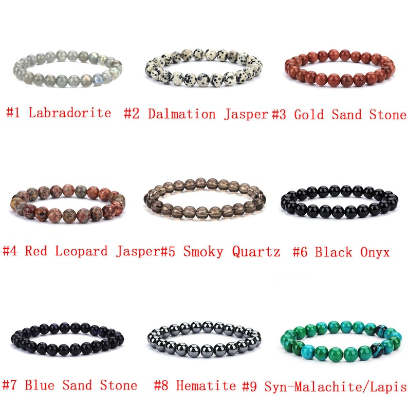 Natural Gemstone Beads Bracelet, Handmade Men Women Stretchy Bracelet, Power Healing Energy Chakra Round Beaded Crystal Bracelet 7.5 inches