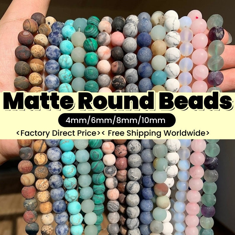 Matted Gemstone Round Beads Healing Energy Loose Beads For Bracelet Necklace DIY Jewelry Making Design 4mm 6mm 8mm 10mm 12mm Genuine Stone