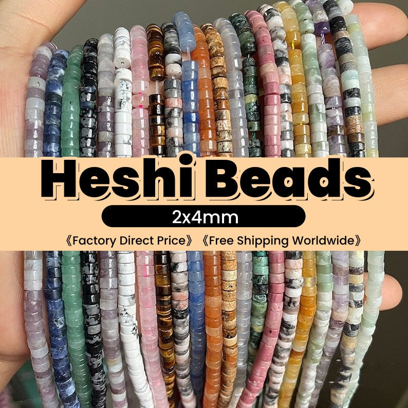 2x4mm Natural Gemstone Heishi Beads Crystal Agate Stone Disc Tyre Shape Beads Strand AAA Quality Gemstone Loose Beads for DIY Jewelry Making