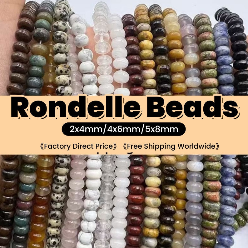 Round Rondelle Beads 2x4mm 4x6mm 5x8mm Quartz/Jasper/Agate