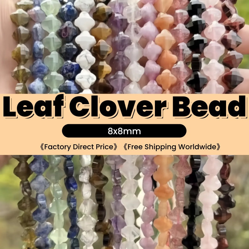 Leaf Clover Beads 8mm Quartz/Jasper/Agate/Crystal