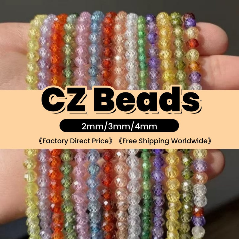Cubic Zirconia Beads CZ Round Faceted Beads 2mm 3mm 4mm