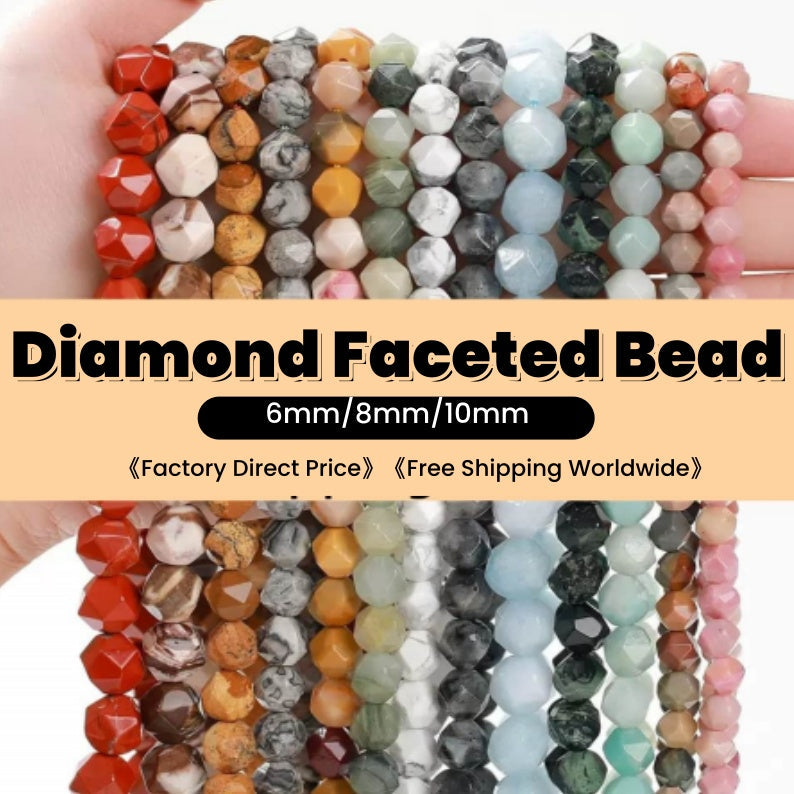 Diamond Faceted Beads 6mm/8mm/10mm Quartz/Jasper/Agate/Crystal