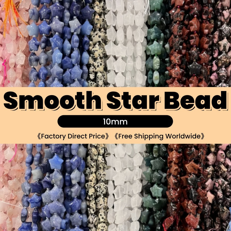 Round Smooth Star Beads 10mm Quartz/Jasper/Agate/Crystal