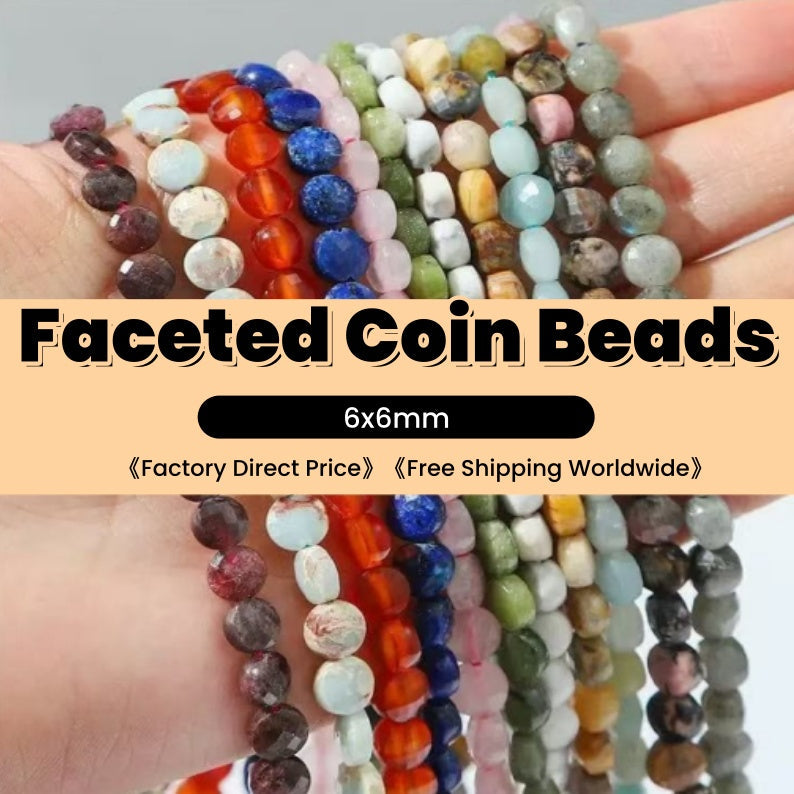 Faceted Cion Beads 6x6mm Quartz/Jasper/Agate/Crystal