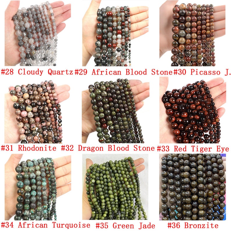 70 Options Natural Gemstone Round Smooth Beads Healing Genuine Stone Loose Beads For Bracelet Necklace DIY Jewelry Making 4mm 6mm 8mm 10mm