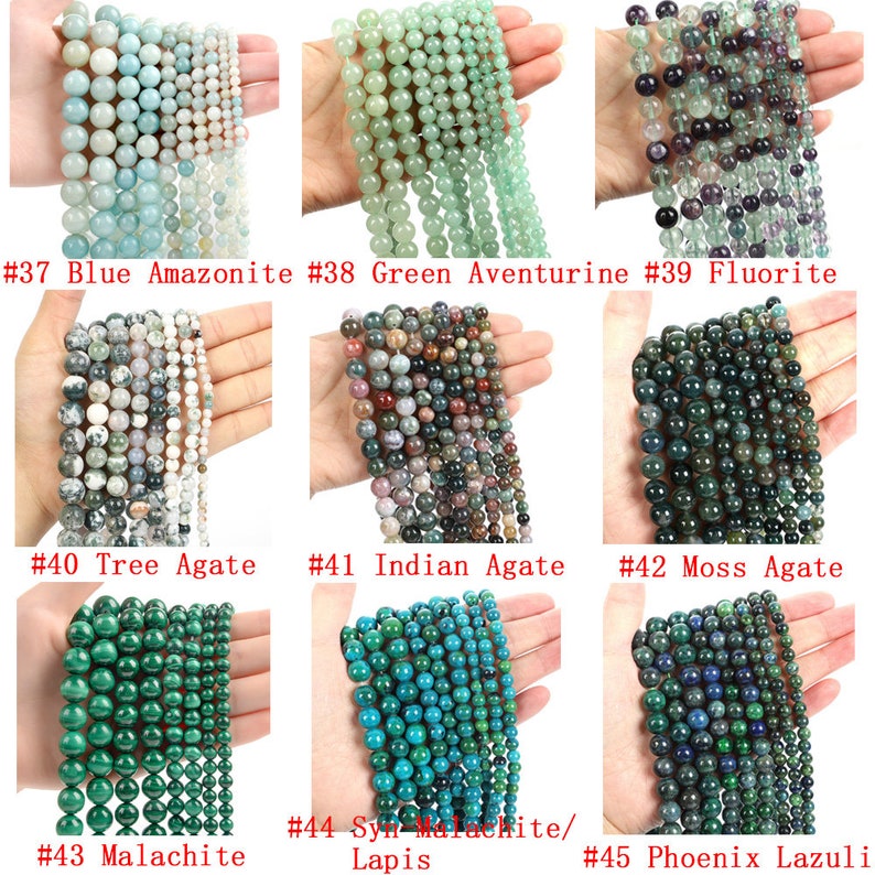 70 Options Natural Gemstone Round Smooth Beads Healing Genuine Stone Loose Beads For Bracelet Necklace DIY Jewelry Making 4mm 6mm 8mm 10mm