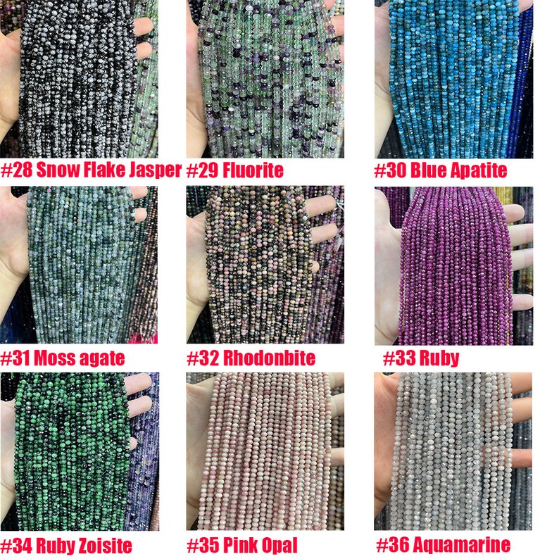 Natural Crystal Agate Stone Faceted Rondelle Beads 2*3mm 3*4-4.5mm Gemstone Rondelle Shape Cut Bead Round Loose Beads for DIY Jewelry Making