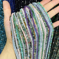 Natural Crystal Agate Stone Faceted Rondelle Beads 2*3mm 3*4-4.5mm Gemstone Rondelle Shape Cut Bead Round Loose Beads for DIY Jewelry Making