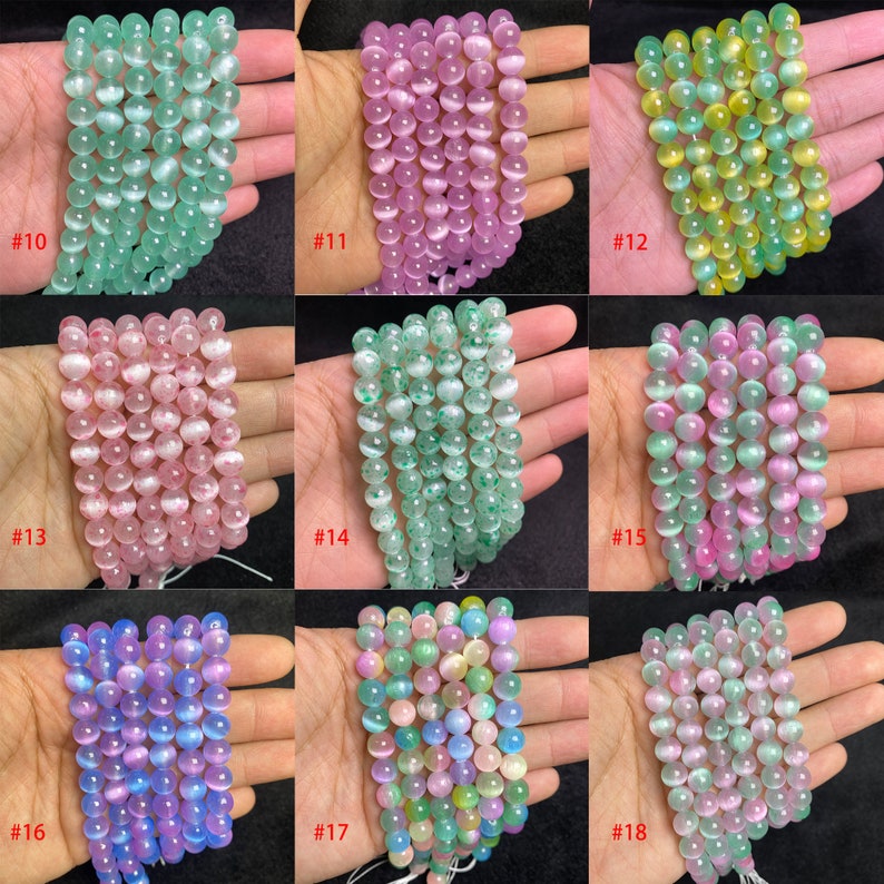 Rainbow Selenite Beads: (6mm 8mm 10mm)-Free Shiping
