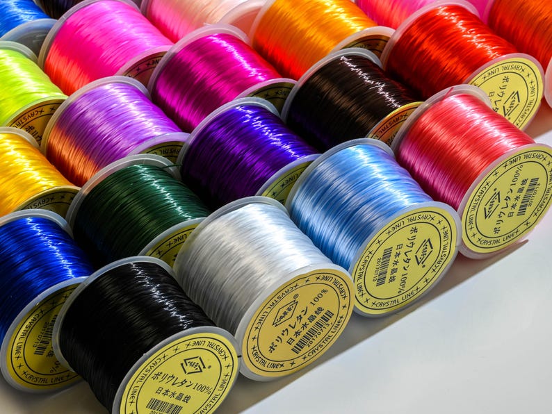 $0.99/Pcs 50M/Roll 0.8mm High Quality Japan Import Elastic Cord Crystal String for Beading Premium Stretch Polyester Thread , for DIY Jewelry Making