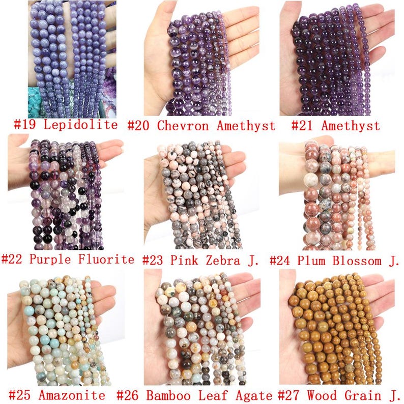 70 Options Natural Gemstone Round Smooth Beads Healing Genuine Stone Loose Beads For Bracelet Necklace DIY Jewelry Making 4mm 6mm 8mm 10mm