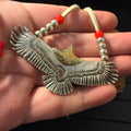 Japan Takahashi Goro Silver Eagle Leather Necklace Eagle 30x70mm Retro Sterling 925 Silver Hip Hop style Necklace Fashion Pendent 44mm