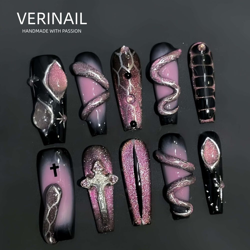 #3 Press-On Nails Box | Handmade | Reusable | Glitter + Gems + Floral | French Tips