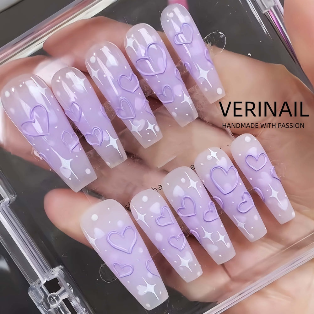 #3 Press-On Nails Box | Handmade | Reusable | Glitter + Gems + Floral | French Tips